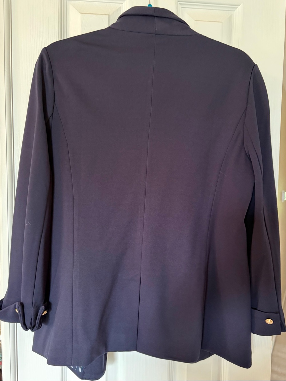 Skies Are Blue Navy Open-Front Shawl Collar Blazer - Picture 2 of 5